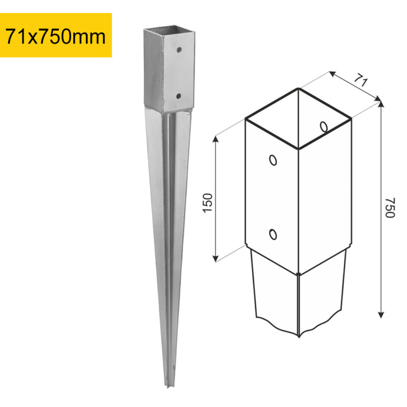 Heavy Duty Hot Dip Galvanised Pergola Post Spike | Fence Spike | Wooden Post Ground Anchor