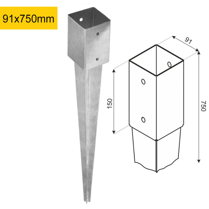 Heavy Duty Hot Dip Galvanised Pergola Post Spike | Fence Spike | Wooden Post Ground Anchor