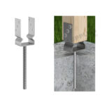 U shape pergola post support concrete in