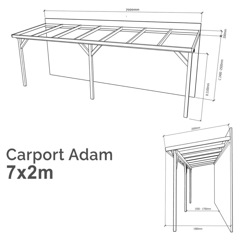 Lean-to Carport Adam Complete Self-Assembly Kit