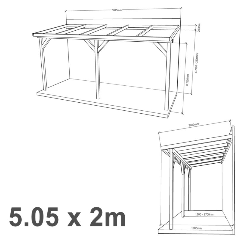 Lean-to Pergola Eva Complete Self-Assembly Kit