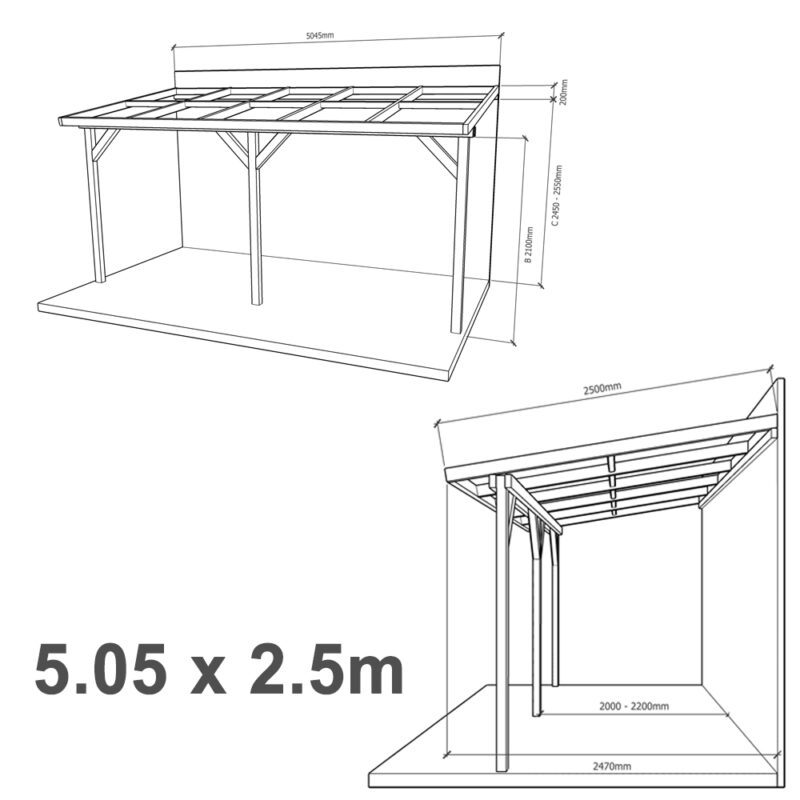 Lean-to Pergola Eva Complete Self-Assembly Kit