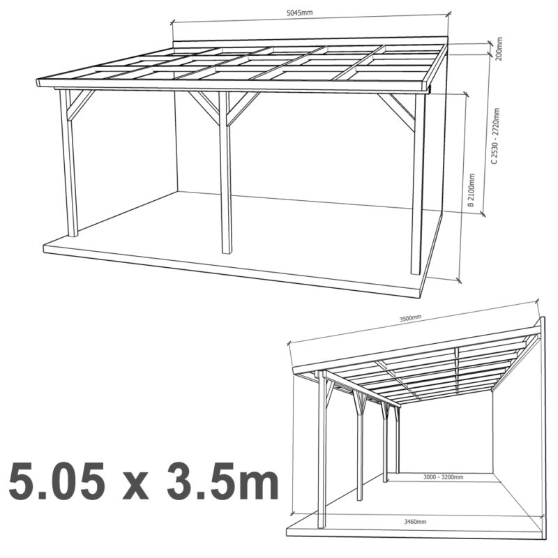 Lean-to Pergola Eva Complete Self-Assembly Kit