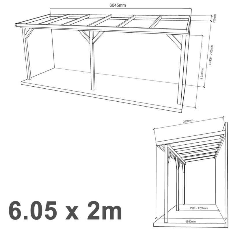 Lean-to Pergola Eva Complete Self-Assembly Kit