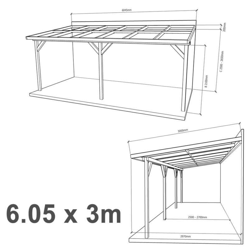 Lean-to Pergola Eva Complete Self-Assembly Kit