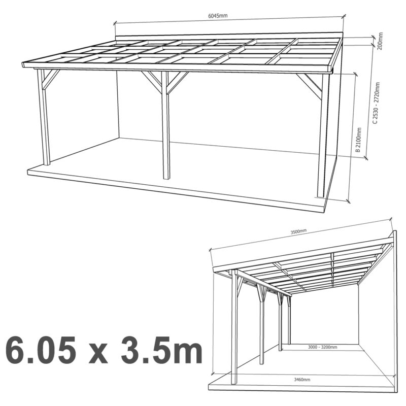 Lean-to Pergola Eva Complete Self-Assembly Kit
