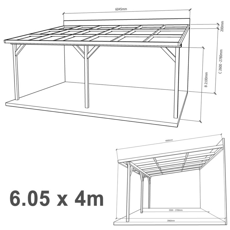 Lean-to Pergola Eva Complete Self-Assembly Kit