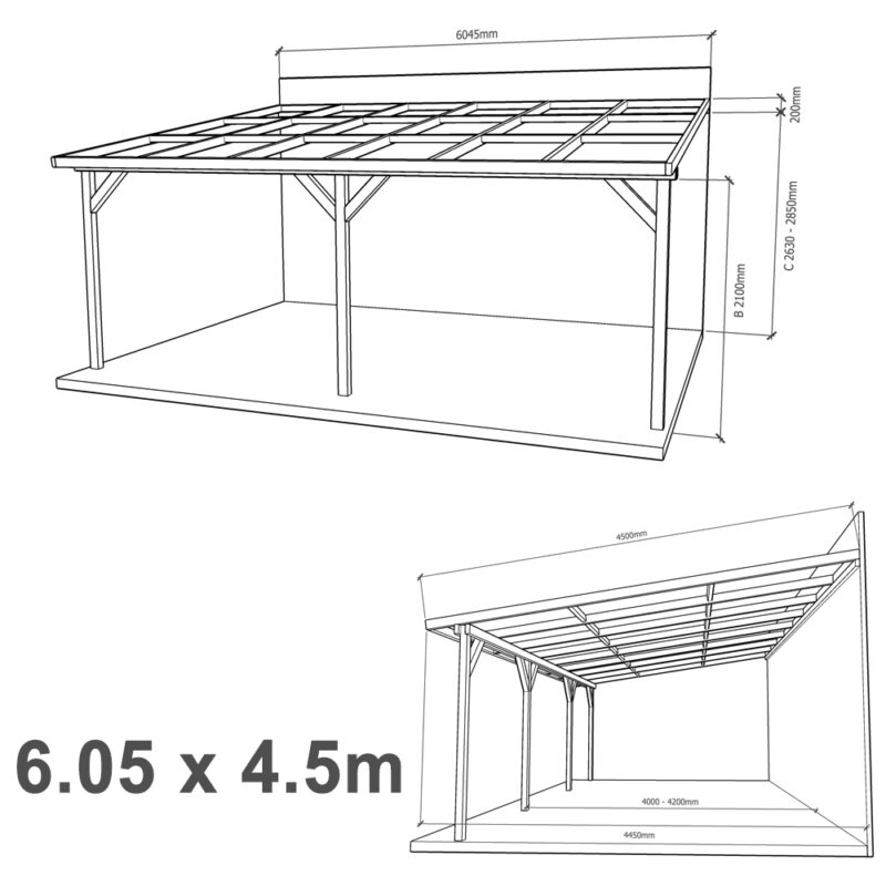 Lean-to Pergola Eva Complete Self-Assembly Kit