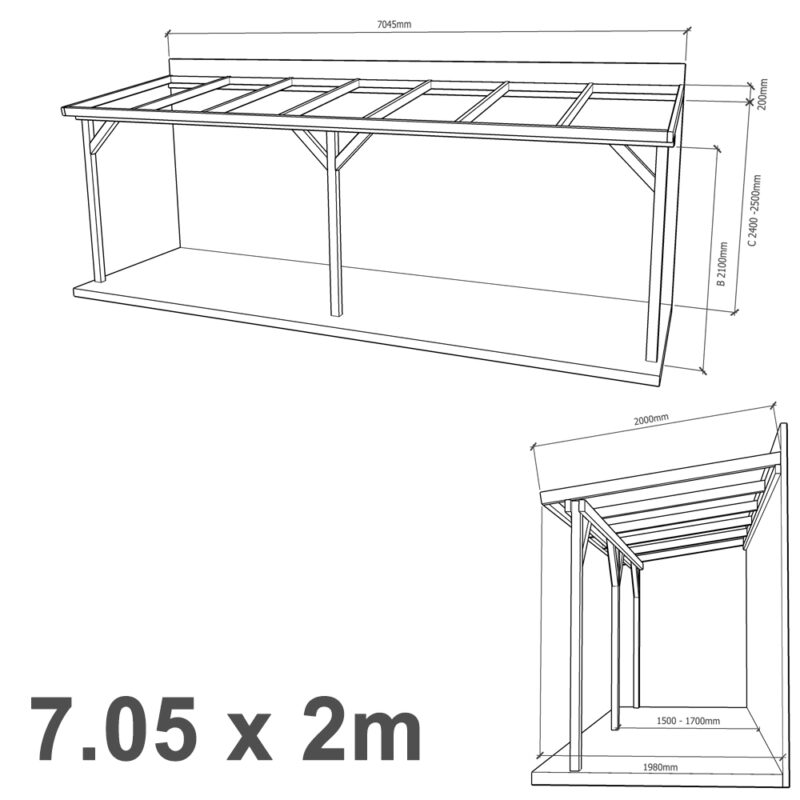 Lean-to Pergola Eva Complete Self-Assembly Kit