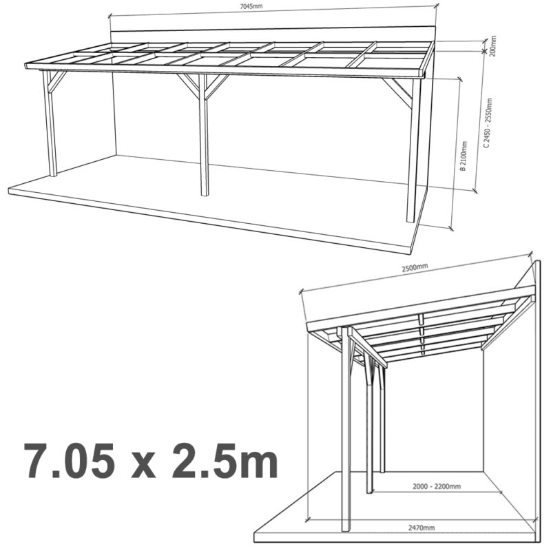 Lean-to Pergola Eva Complete Self-Assembly Kit