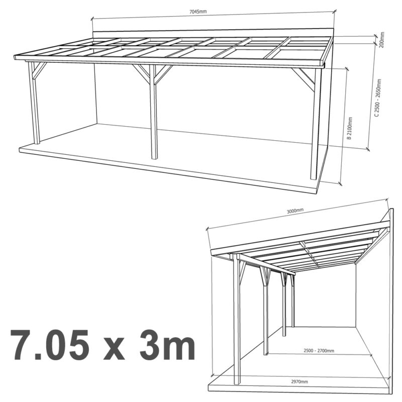 Lean-to Pergola Eva Complete Self-Assembly Kit