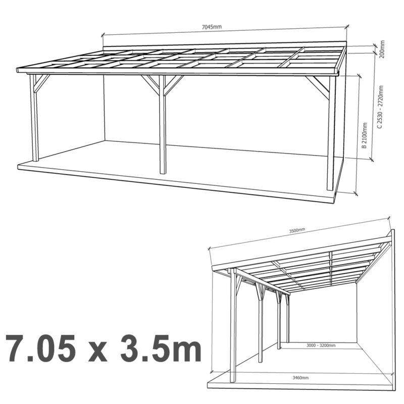 Lean-to Pergola Eva Complete Self-Assembly Kit