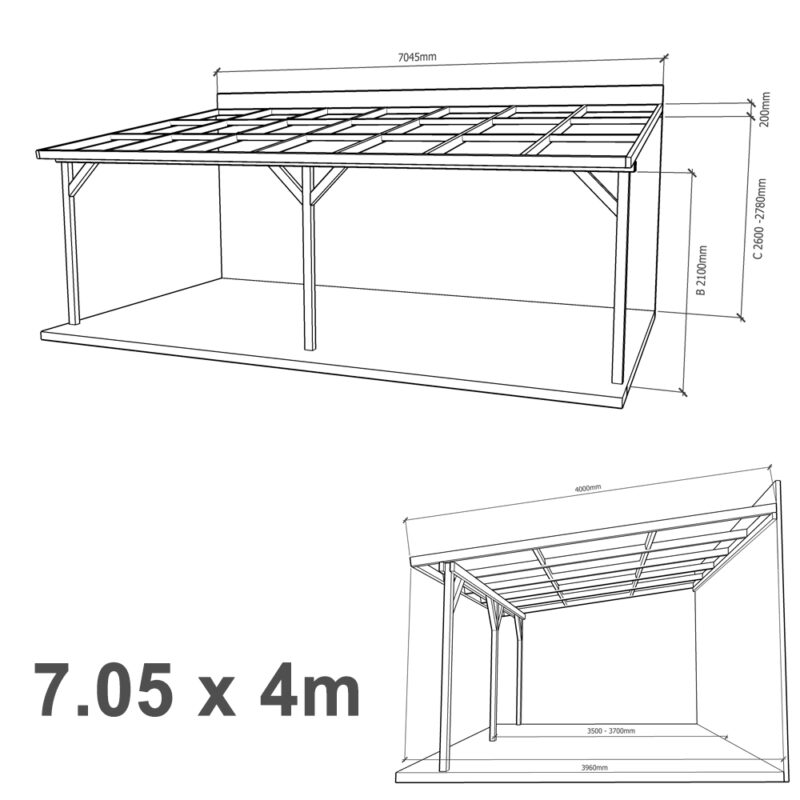 Lean-to Pergola Eva Complete Self-Assembly Kit