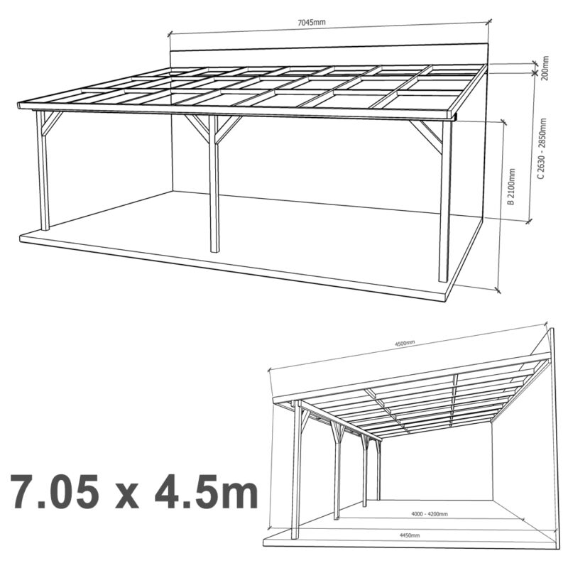 Lean-to Pergola Eva Complete Self-Assembly Kit