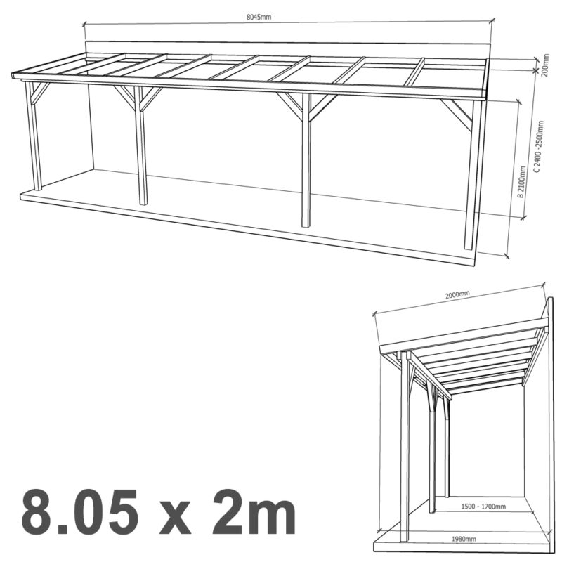 Lean-to Pergola Eva Complete Self-Assembly Kit