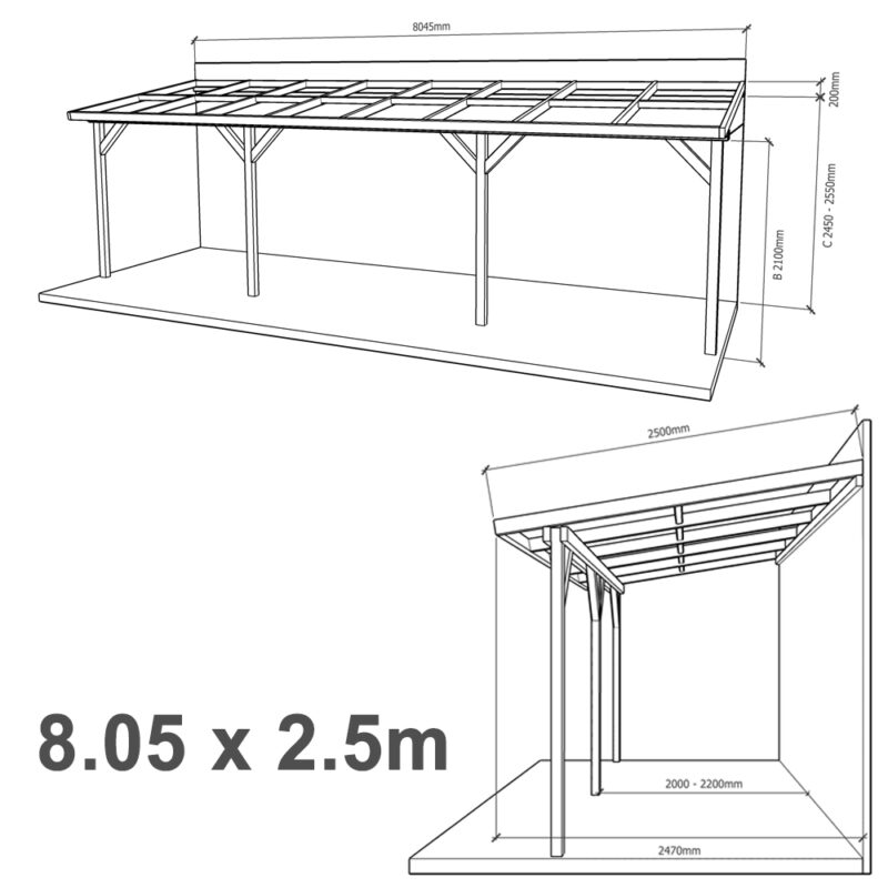 Lean-to Pergola Eva Complete Self-Assembly Kit