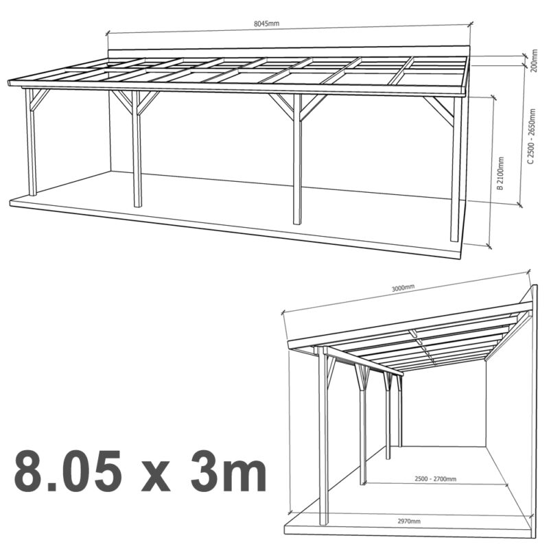 Lean-to Pergola Eva Complete Self-Assembly Kit