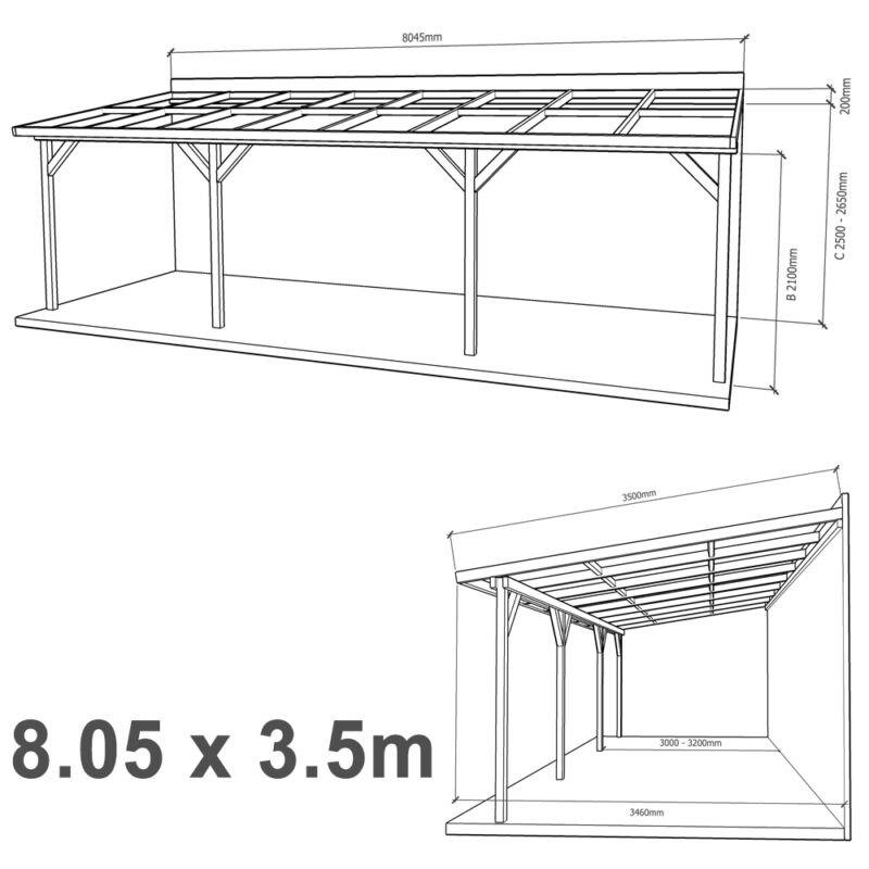 Lean-to Pergola Eva Complete Self-Assembly Kit