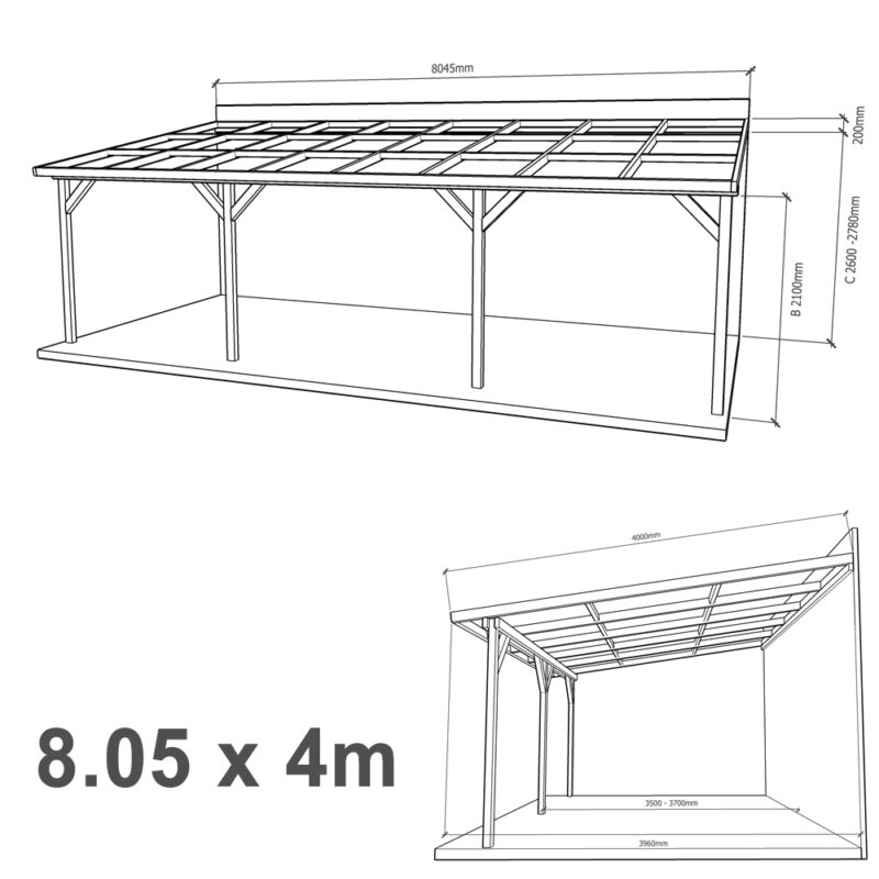Lean-to Pergola Eva Complete Self-Assembly Kit