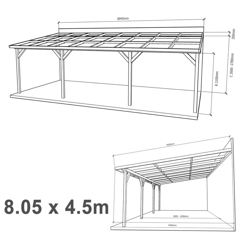 Lean-to Pergola Eva Complete Self-Assembly Kit