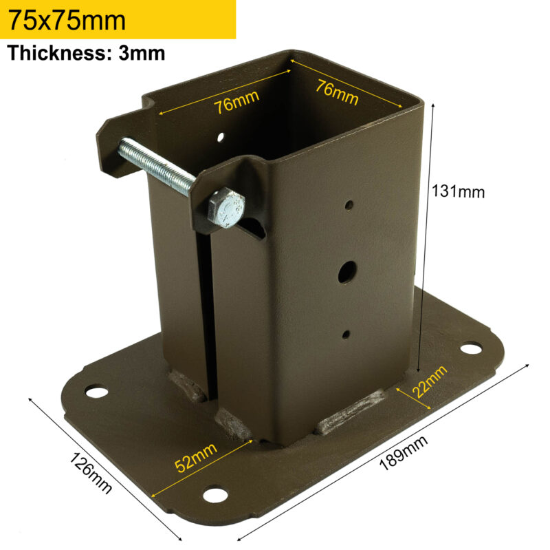 Heavy Duty Bolt Down Pergola Post Support | Bolt Down Fence Post Bracket | Bolt Down Fence Post Anchor