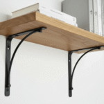 Heavy Duty Black Metal Shelf Bracket – Reinforced Curved Support – Powder Coated Steel Wall Shelf Support