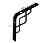 Heavy Duty Metal Shelf Brackets – Black Powder Coated Wall Mounted Shelf Support