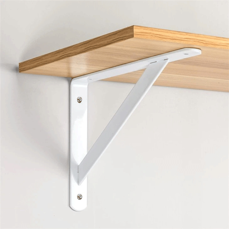 Single Heavy Duty Reinforced White Powder Coated Steel Shelf Bracket For Heavy Loads