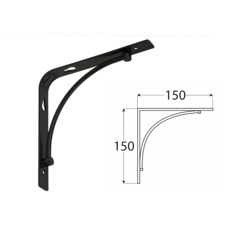 Heavy Duty Stylish Shelf Brackets Black