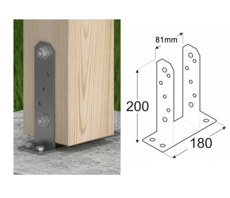 Heavy Duty Galvanised Bolt Down Pergola Post Support