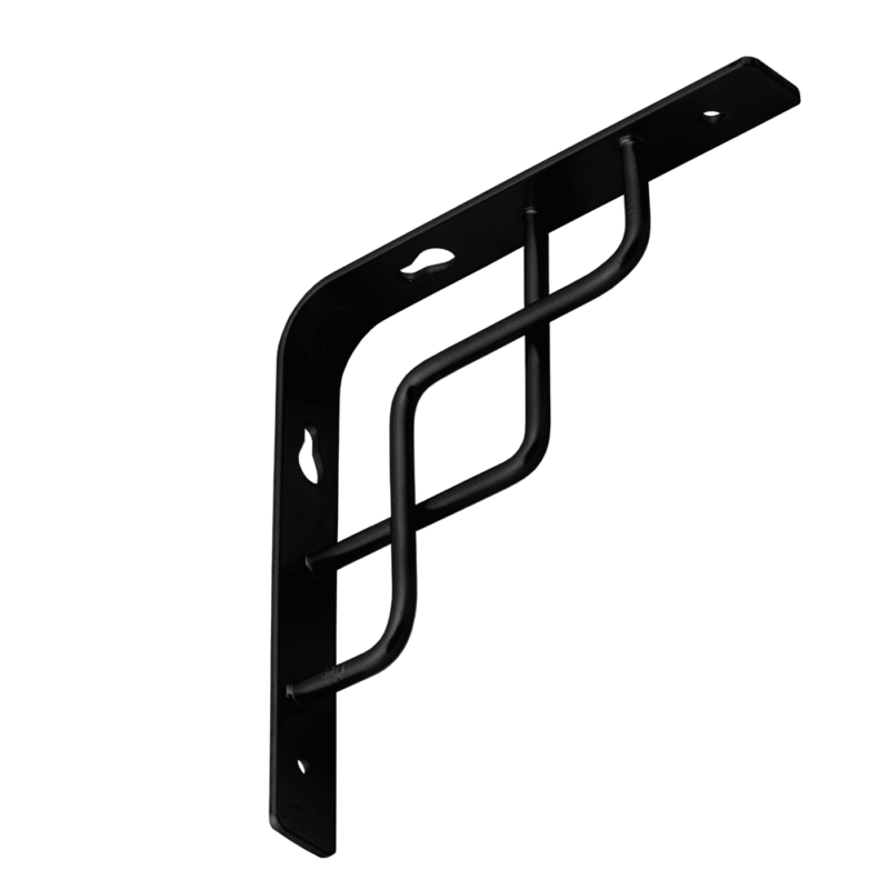 Heavy Duty Metal Shelf Brackets – Black Powder Coated Wall Mounted Shelf Support