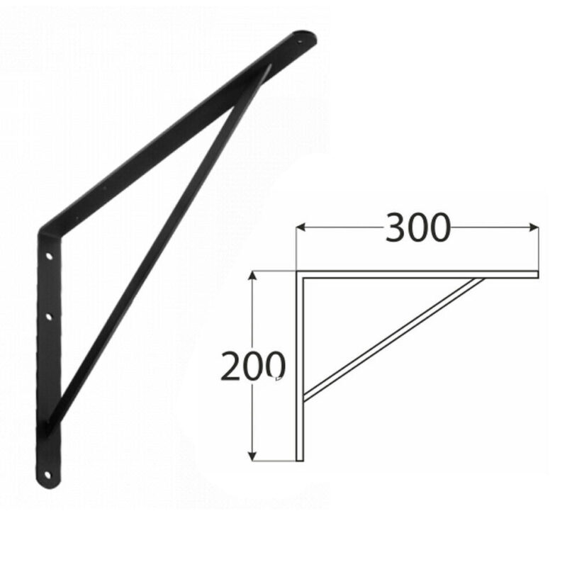 Heavy Load Black Shelf Supports 300mm