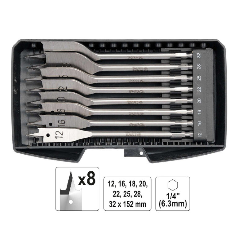Yato Professional Flat Wood Drill Bits Set 8 PCS TG Supplies Your