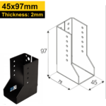 Heavy Duty 2mm Thick Black Concealed Joist Hanger for Gazebo Pergola or Carport | Pergola Timber Connector