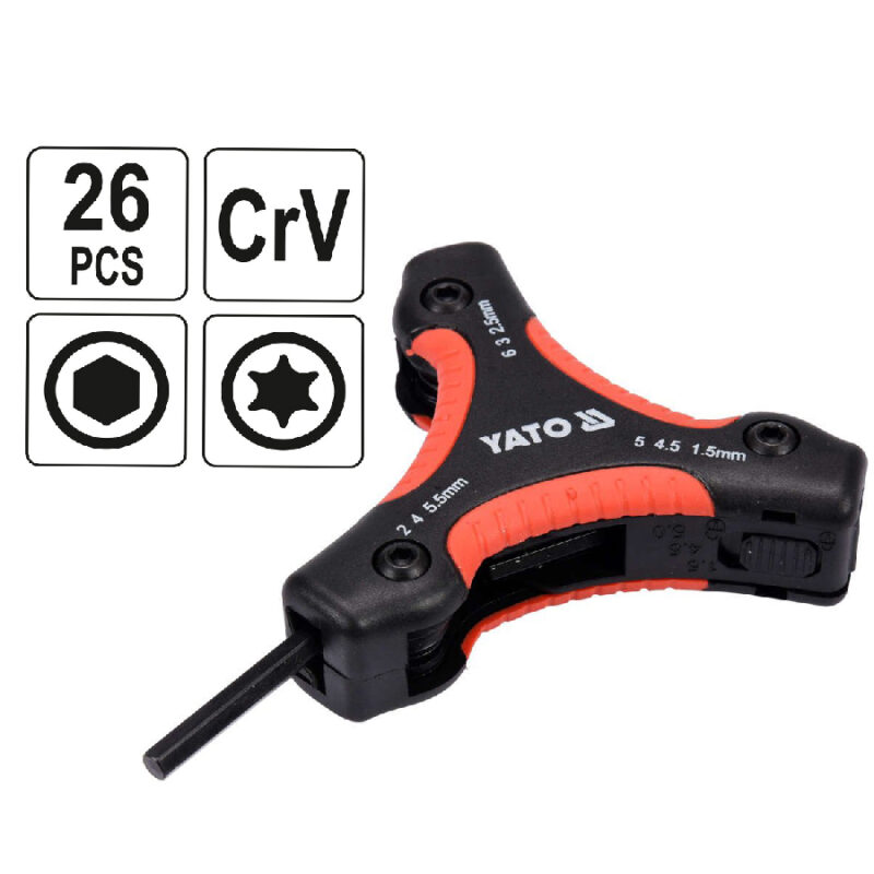 26 PCS Folding Torx Hex End Key Set Allen Keys Metric Tool Pocket TORX Bits