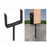 Heavy Duty Black U Shape Adjustable Pergola Post Support Foot Base Concrete In