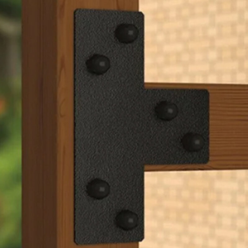 Black Decorative Tee Bracket Brace | T Shape Pergola Connector | Black Tee Plates | T Brackets