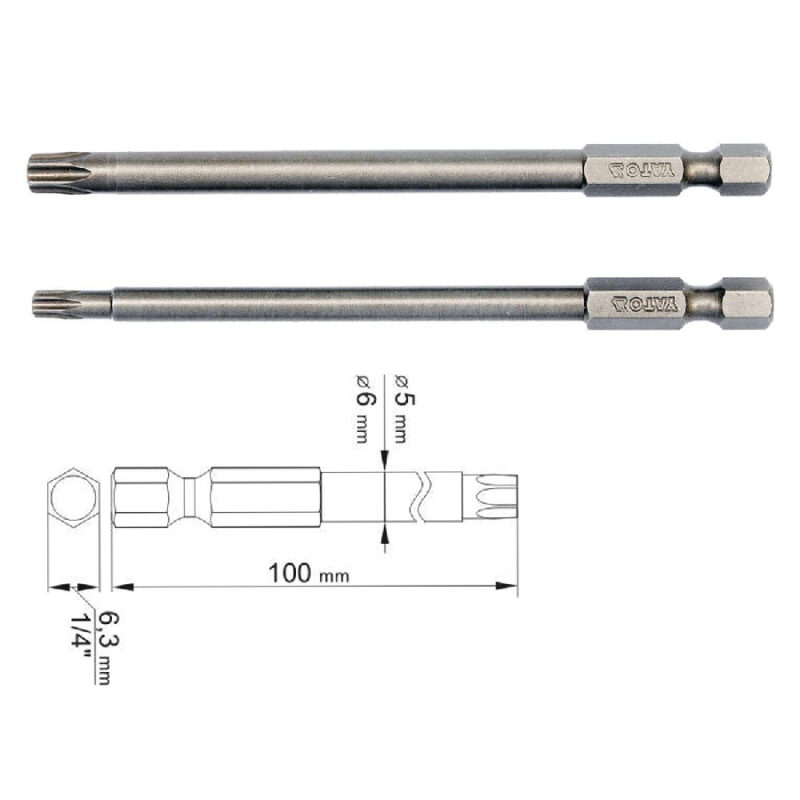 Heavy Duty Yato Extra Long 100mm Screwdriver 2PCS SET T20 T30 TORX Bit Hex Drive