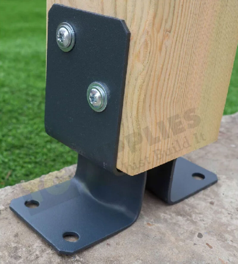 Versatile Anthracite Grey Bolt Down Post Support | Pergola Connector | Wooden Post Holder | Post Bracket