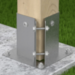 Heavy Duty Galvanised Bolt Down Pergola Post Support - Fence Post Support Foot With a Clamp