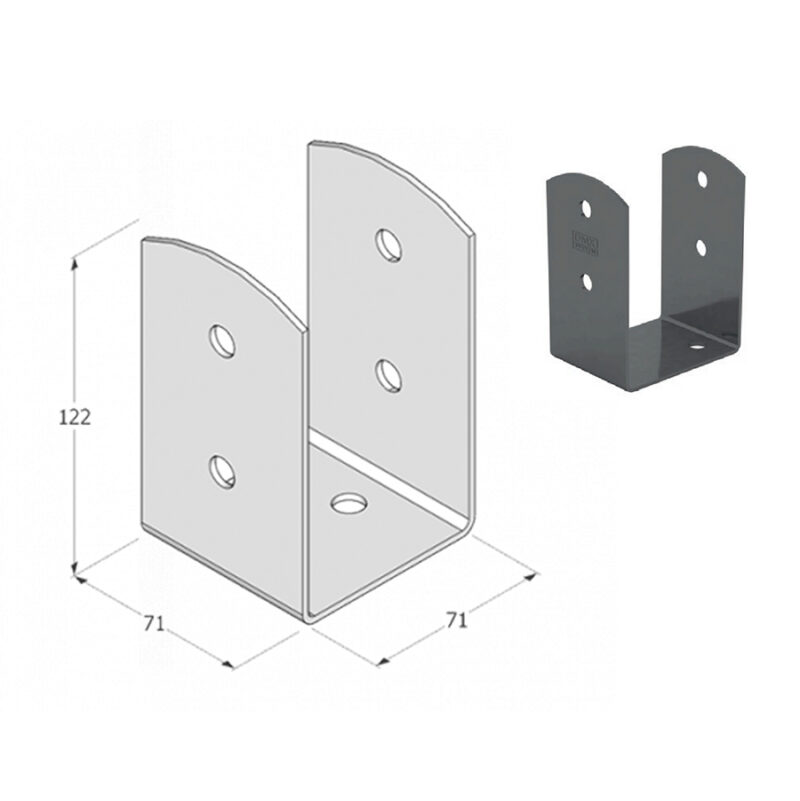 Anthracite Grey Bolt Down Pergola Post Support 70mm