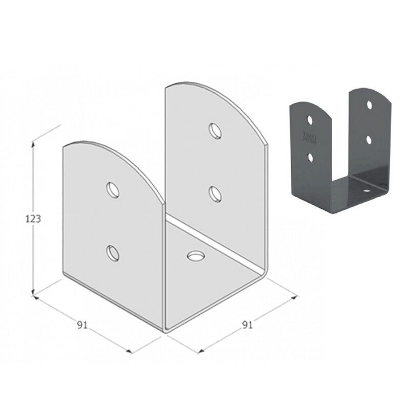Anthracite Grey Bolt Down Pergola Post Support 90mm