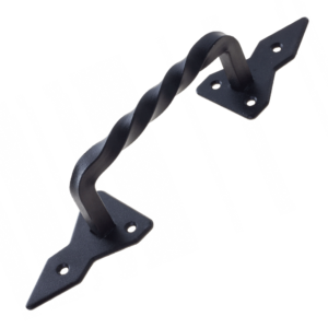 Heavy-Duty Decorative Black Iron Garden Gate Pull Handle – Perfect for Gates, Barns, and Sheds