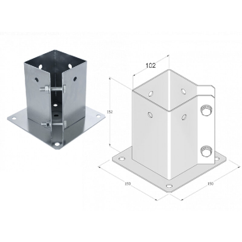 Heavy Duty Galvanised Bolt Down Pergola Post Support Fence Foot Base Clamp