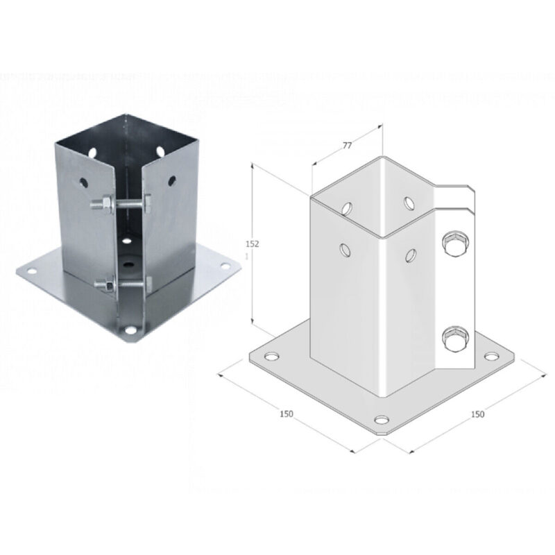 Heavy Duty Galvanised Bolt Down Pergola Post Support Fence Foot Base Clamp