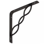 Heavy Duty Black Shelf Support Bracket With Decorative Interlaced Rod