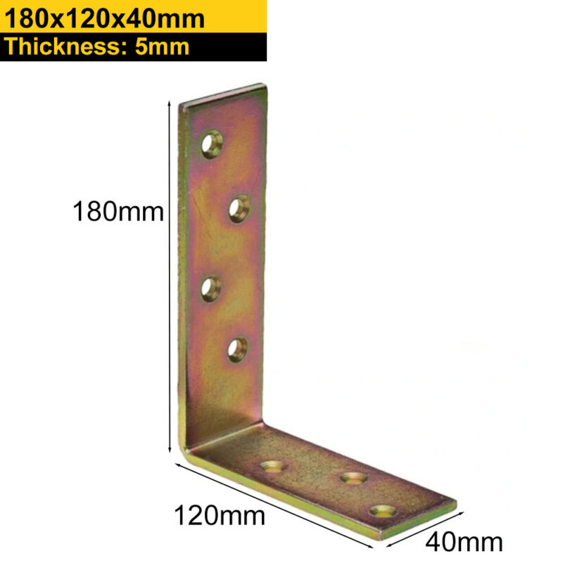 Heavy Duty Yellow Galvanised Construction Angle Bracket - Corner Brace 3mm, 4mm, 5mm Thick - Ideal for Structural Applications