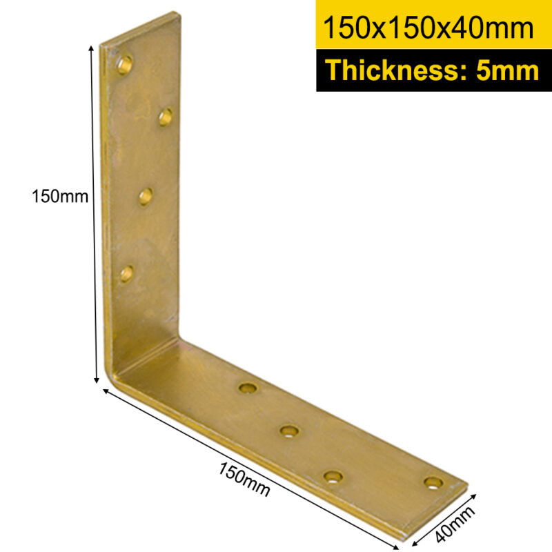 Heavy Duty Yellow Galvanised Construction Angle Bracket Corner Brace 3mm, 4mm, 5mm Thick
