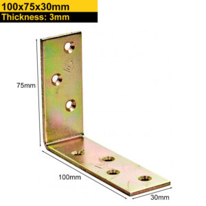 Heavy Duty Yellow Galvanised Construction Angle Bracket - Corner Brace 3mm, 4mm, 5mm Thick - Ideal for Structural Applications