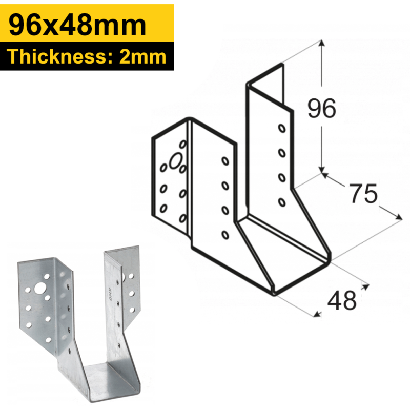 Heavy Duty Galvanised Face Fix Joist Hanger - 2mm Thick